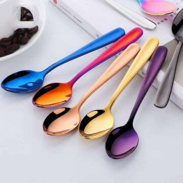 Multicolor 18/10 Dessert Spoons - 8 Piece Set