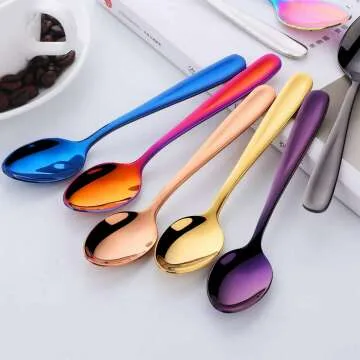Multicolor 18/10 Dessert Spoons - 8 Piece Set
