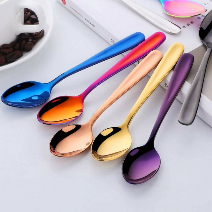 Multicolor 18/10 Dessert Spoons - 8 Piece Set