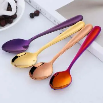 Multicolor 18/10 Dessert Spoons - 8 Piece Set