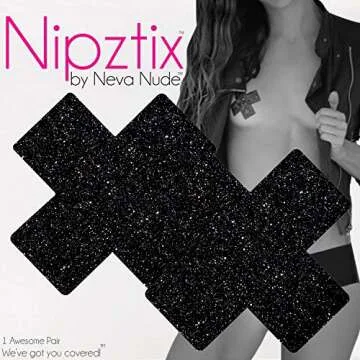 Neva Nude Black Malice Glitter Nipztix Pasties for Raves
