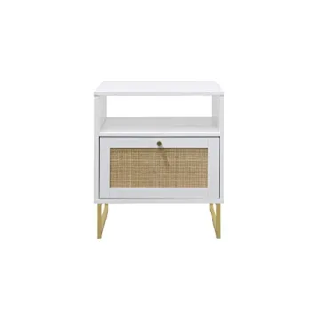 Elegant Nathan James Mina Rattan Accent Table with Storage
