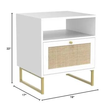 Elegant Nathan James Mina Rattan Accent Table with Storage