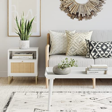 Elegant Nathan James Mina Rattan Accent Table with Storage