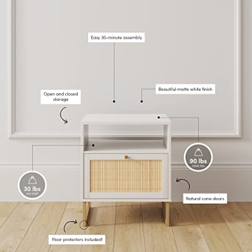 Elegant Nathan James Mina Rattan Accent Table with Storage