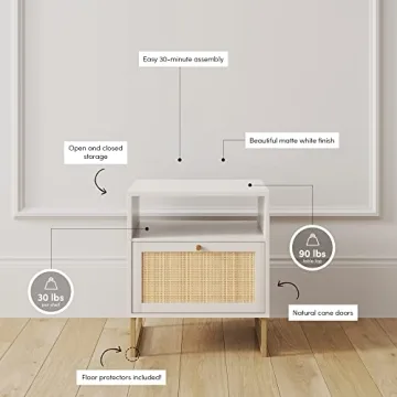 Elegant Nathan James Mina Rattan Accent Table with Storage