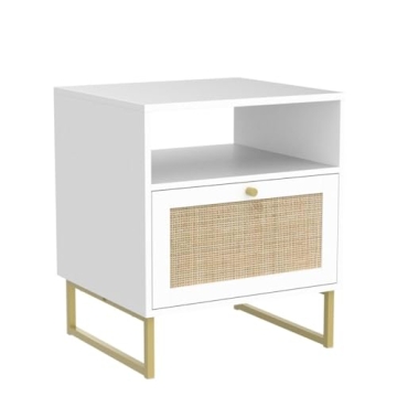 Elegant Nathan James Mina Rattan Accent Table with Storage