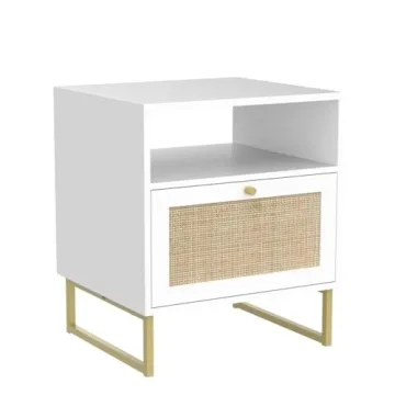 Elegant Nathan James Mina Rattan Accent Table with Storage