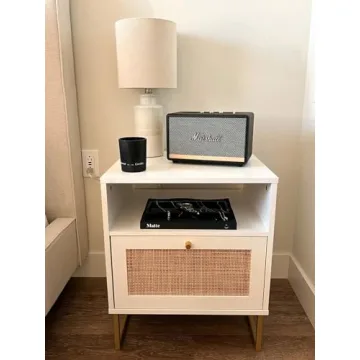 Elegant Nathan James Mina Rattan Accent Table with Storage