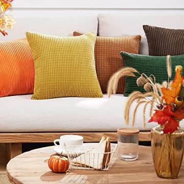 Deconovo Corduroy Throw Pillow Covers, Soft & Decorative Cushion Covers, Machine Washable, Set of 2 ...