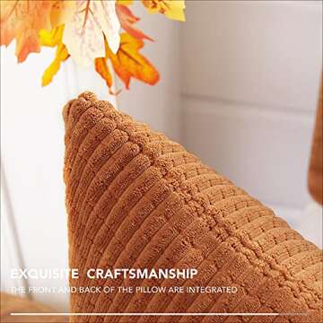 Deconovo Corduroy Throw Pillow Covers, Soft & Decorative Cushion Covers, Machine Washable, Set of 2 for Sofa, Couch, Bedroom & Living Room, Orange, 18x18 Inch