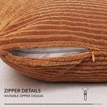 Deconovo Corduroy Throw Pillow Covers, Soft & Decorative Cushion Covers, Machine Washable, Set of 2 for Sofa, Couch, Bedroom & Living Room, Orange, 18x18 Inch