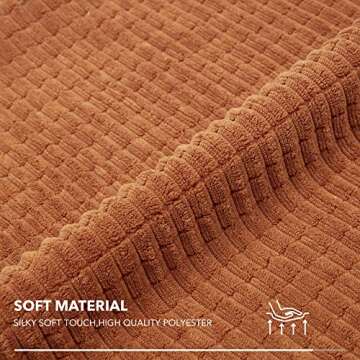 Deconovo Corduroy Throw Pillow Covers, Soft & Decorative Cushion Covers, Machine Washable, Set of 2 for Sofa, Couch, Bedroom & Living Room, Orange, 18x18 Inch