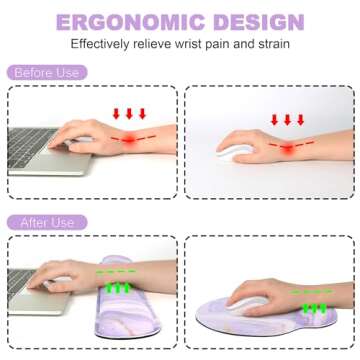 Ergonomic Mouse Pad with Wrist Rest and Keyboard Wrist Rest, Memory Foam Wrist Rest for Computer Key...