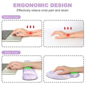 Ergonomic Mouse Pad with Wrist Rest and Keyboard Wrist Rest, Memory Foam Wrist Rest for Computer Key...