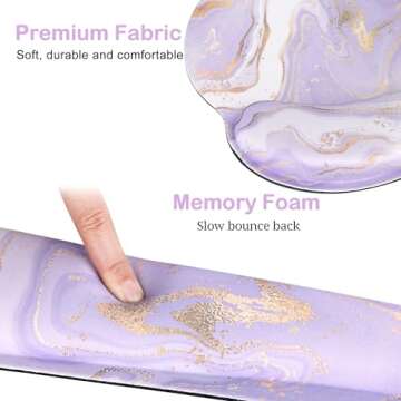 Ergonomic Mouse Pad with Wrist Rest and Keyboard Wrist Rest, Memory Foam Wrist Rest for Computer Keyboard, Easy Typing, Pain Relief, Mouse Pad Wrist Support for Gaming,Office, Laptop, Purple Marble