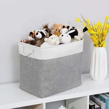 Bidtakay Large Fabric Storage Bins Set of 2 Grey