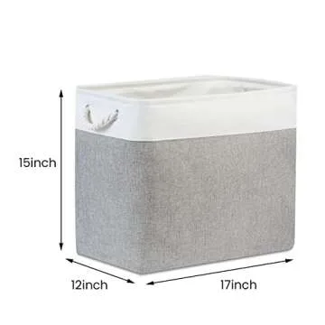Bidtakay Large Fabric Storage Bins Set of 2 Grey