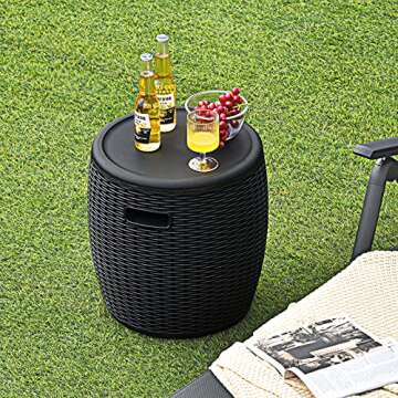 Giantex Outdoor 9.5 Gallon Wicker Ice Chest - Stylish Cool Bar Table