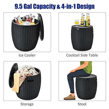 Giantex 9.5 Gallon Wicker Ice Cooler for Outdoor Parties