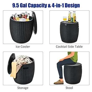 Giantex 9.5 Gallon Wicker Ice Cooler for Outdoor Parties