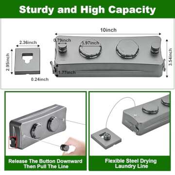 Yosuny 16.7Ft Retractable Clothesline for All Drying Needs