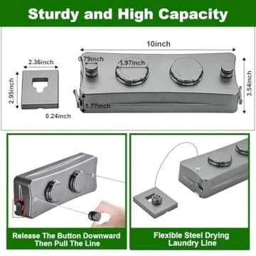Yosuny 16.7Ft Retractable Clothesline for All Drying Needs