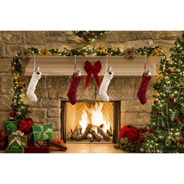 Komotu 4 Pieces Christmas Stocking Holders Mantel Hooks Hanger Christmas Safety Hang Grip Stockings Clip for Christmas Party Decoration, Silver