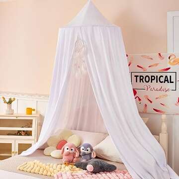 dix-rainbow Princess Bed Canopy for Kids Baby Bed, Round Dome Kids Reading Nook Indoor Outdoor House...