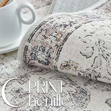 jinchan Runner Rug 2x6 Washable Hallway Rug Vintage Indoor Thin Retro Floor Cover Distressed Gray Fl...