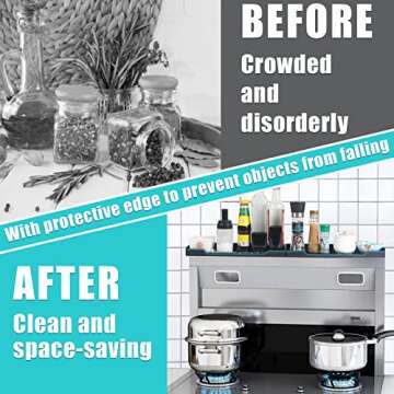 Silicone Stove Shelf Magnetic Shelf for Kitchen Stove, 30 inch Oven Shelf, Kitchen Storage Stove Top Shelf, Zero Installation Magnetic Shelf for Stove, Soft Non-Slip Kitchen Storage Shelves (Balck)