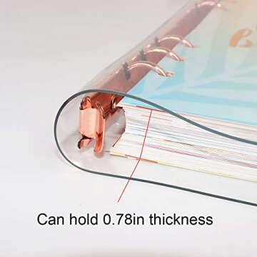 Multibey A5 A6 6-Rings Binder Rings Journal Soft Clear Cover Transparent Shell for Loose Leaf Spiral Book Planner DIY Scrapbook Notebook (Rose Gold, A5)