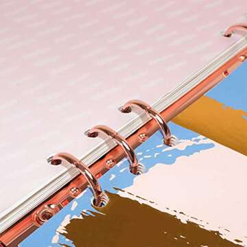 Multibey A5 A6 6-Rings Binder Rings Journal Soft Clear Cover Transparent Shell for Loose Leaf Spiral Book Planner DIY Scrapbook Notebook (Rose Gold, A5)