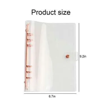 Multibey A5 A6 6-Rings Binder Rings Journal Soft Clear Cover Transparent Shell for Loose Leaf Spiral Book Planner DIY Scrapbook Notebook (Rose Gold, A5)