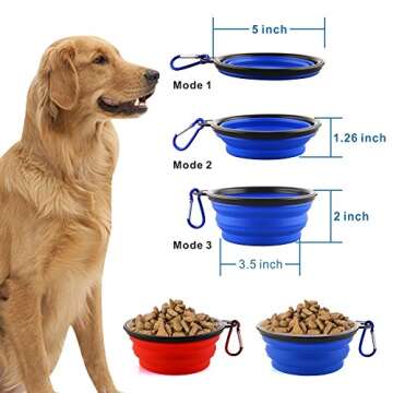 Collapsible Dog Bowls - 4 Pack, Portable Travel Water and Food Bowl with Carabiner Clip for Dogs and Cats - Ideal for Walking, Traveling, and Hiking