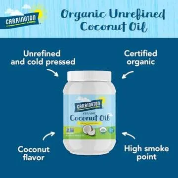 Carrington Farms Organic Virgin Cold Pressed Coconut Oil for Cooking, Unrefined & Nutrient Dense, MC...
