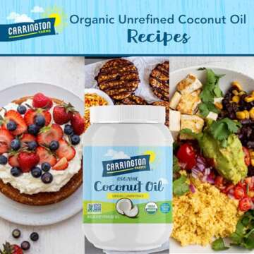 Carrington Farms Organic Virgin Cold Pressed Coconut Oil for Cooking, Unrefined & Nutrient Dense, MCT Oil for Hair & Skin, Non-GMO, Vegan & Gluten-Free, Perfect for Baking & Sautéing, 54 Fl Oz