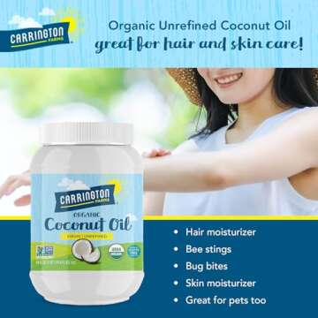 Carrington Farms Organic Virgin Cold Pressed Coconut Oil for Cooking, Unrefined & Nutrient Dense, MCT Oil for Hair & Skin, Non-GMO, Vegan & Gluten-Free, Perfect for Baking & Sautéing, 54 Fl Oz