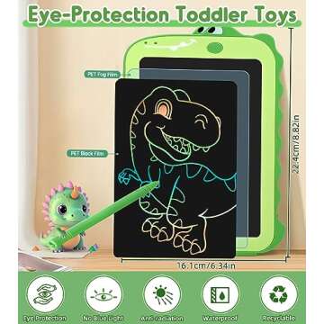 AiTuiTui LCD Writing Tablet Kids Toys for Girls Boys Age 2-3 Gift Ideas, Dinosaur Colorful Doodle Board Educational Learning Toys for Children 3 4 5 6 7 8 Year Old, Toddler Drawing Pad Travel Toys