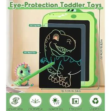 AiTuiTui LCD Writing Tablet Kids Toys for Girls Boys Age 2-3 Gift Ideas, Dinosaur Colorful Doodle Board Educational Learning Toys for Children 3 4 5 6 7 8 Year Old, Toddler Drawing Pad Travel Toys