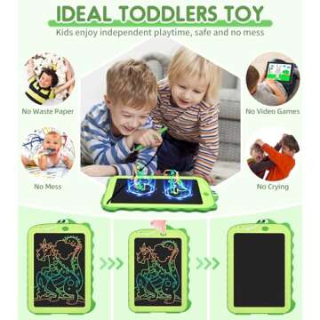 AiTuiTui LCD Writing Tablet Kids Toys for Girls Boys Age 2-3 Gift Ideas, Dinosaur Colorful Doodle Board Educational Learning Toys for Children 3 4 5 6 7 8 Year Old, Toddler Drawing Pad Travel Toys