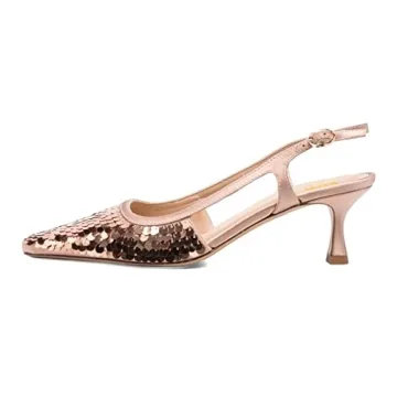 XYD Women's Glitter Sequins Slingback Heel Pumps Party Shoes