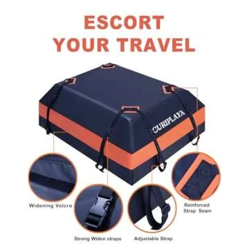 Rooftop Cargo Carrier, Car Roof Cargo Carrier, 15 Cubic Feet Roof Cargo Carrier, Car Roof Storage, W...