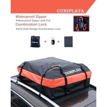Rooftop Cargo Carrier, Car Roof Cargo Carrier, 15 Cubic Feet Roof Cargo Carrier, Car Roof Storage, Waterproof Car Roof Bag, Cargo Carrier for Top of Vehicle Luggage, Car Top Carrier Without Roof Rack