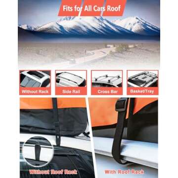 Rooftop Cargo Carrier, Car Roof Cargo Carrier, 15 Cubic Feet Roof Cargo Carrier, Car Roof Storage, Waterproof Car Roof Bag, Cargo Carrier for Top of Vehicle Luggage, Car Top Carrier Without Roof Rack