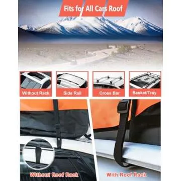 Rooftop Cargo Carrier, Car Roof Cargo Carrier, 15 Cubic Feet Roof Cargo Carrier, Car Roof Storage, Waterproof Car Roof Bag, Cargo Carrier for Top of Vehicle Luggage, Car Top Carrier Without Roof Rack
