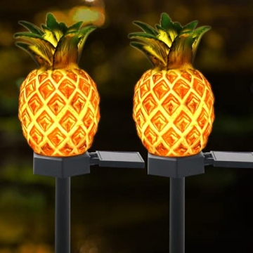 Garden Decor Solar Stake Lights - 2 Pack Outdoor Pineapple Waterproof Lights Pathway Yard Lawn Walkw...