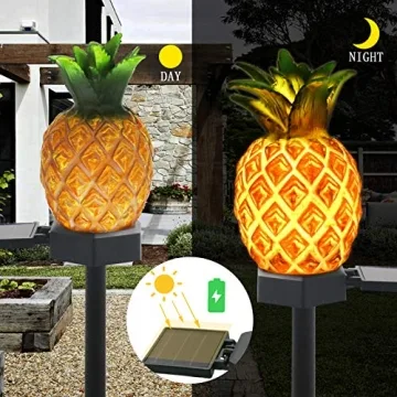 Charming Garden Decor Solar Pineapple Lights - 2 Pack