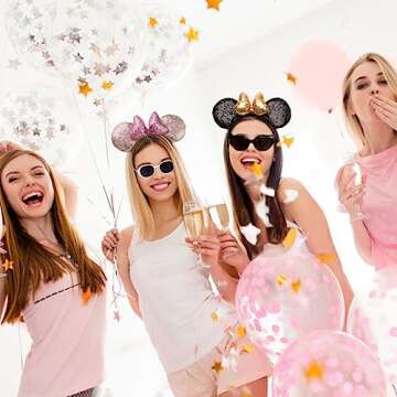 FACHPINT 2pcs Gold/Pink Mouse Ear for Women & Girl, Mouse Ears Adult for Party Decoration Headwear Accessories