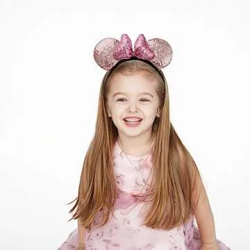 FACHPINT 2pcs Gold/Pink Mouse Ear for Women & Girl, Mouse Ears Adult for Party Decoration Headwear Accessories